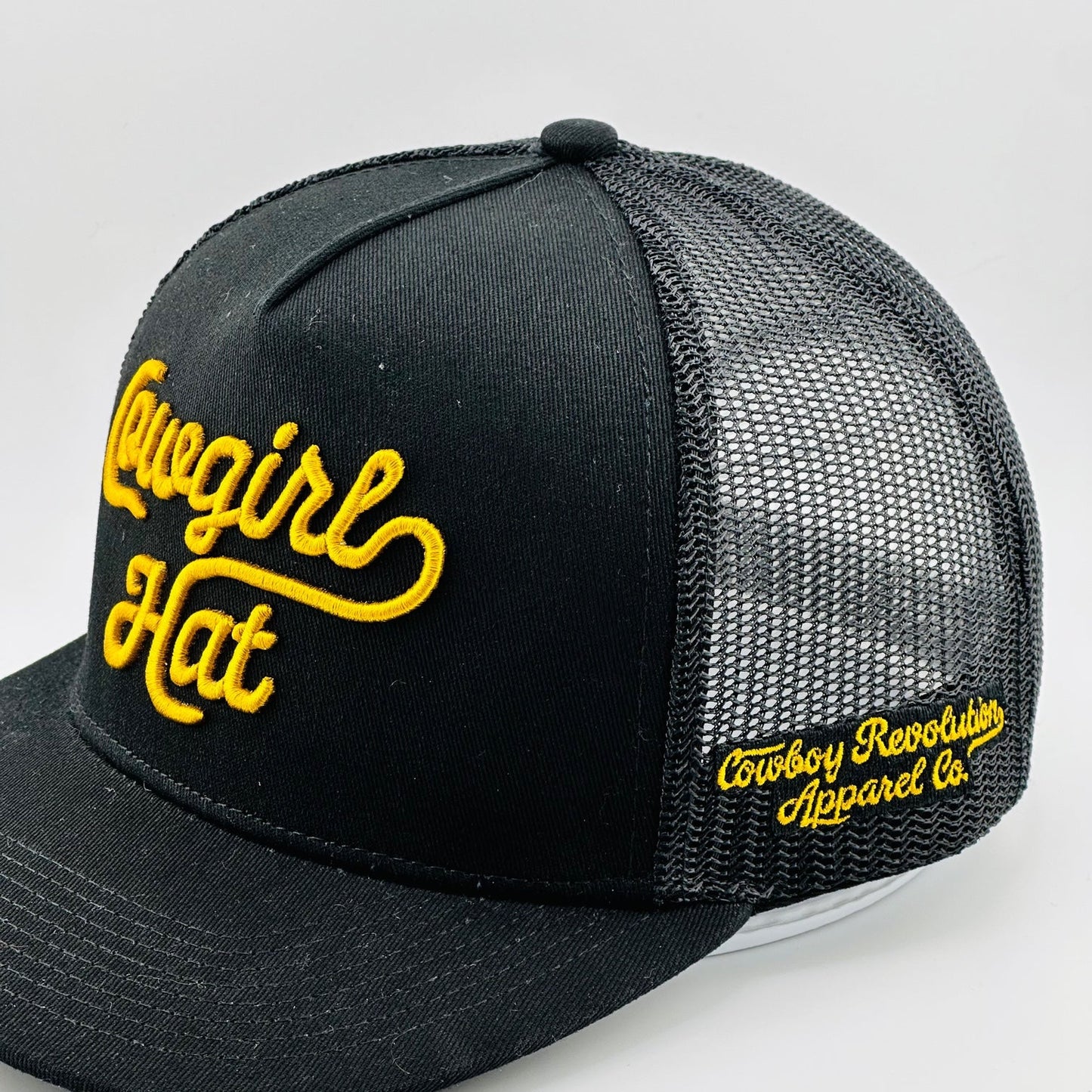 “Cowgirl Hat” Cowboy Revolution Black 5-panel Trucker Hat