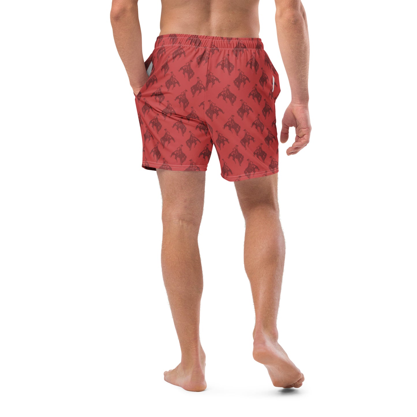 Men's Red Bronc Rider Swim Trunks