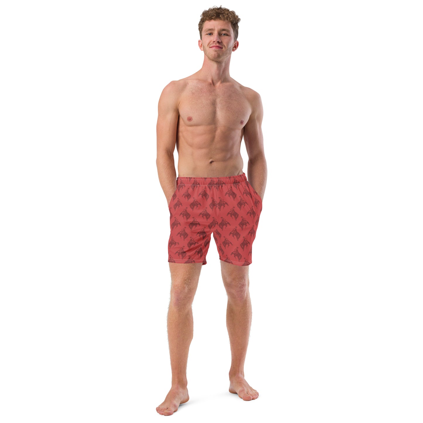 Men's Red Bronc Rider Swim Trunks