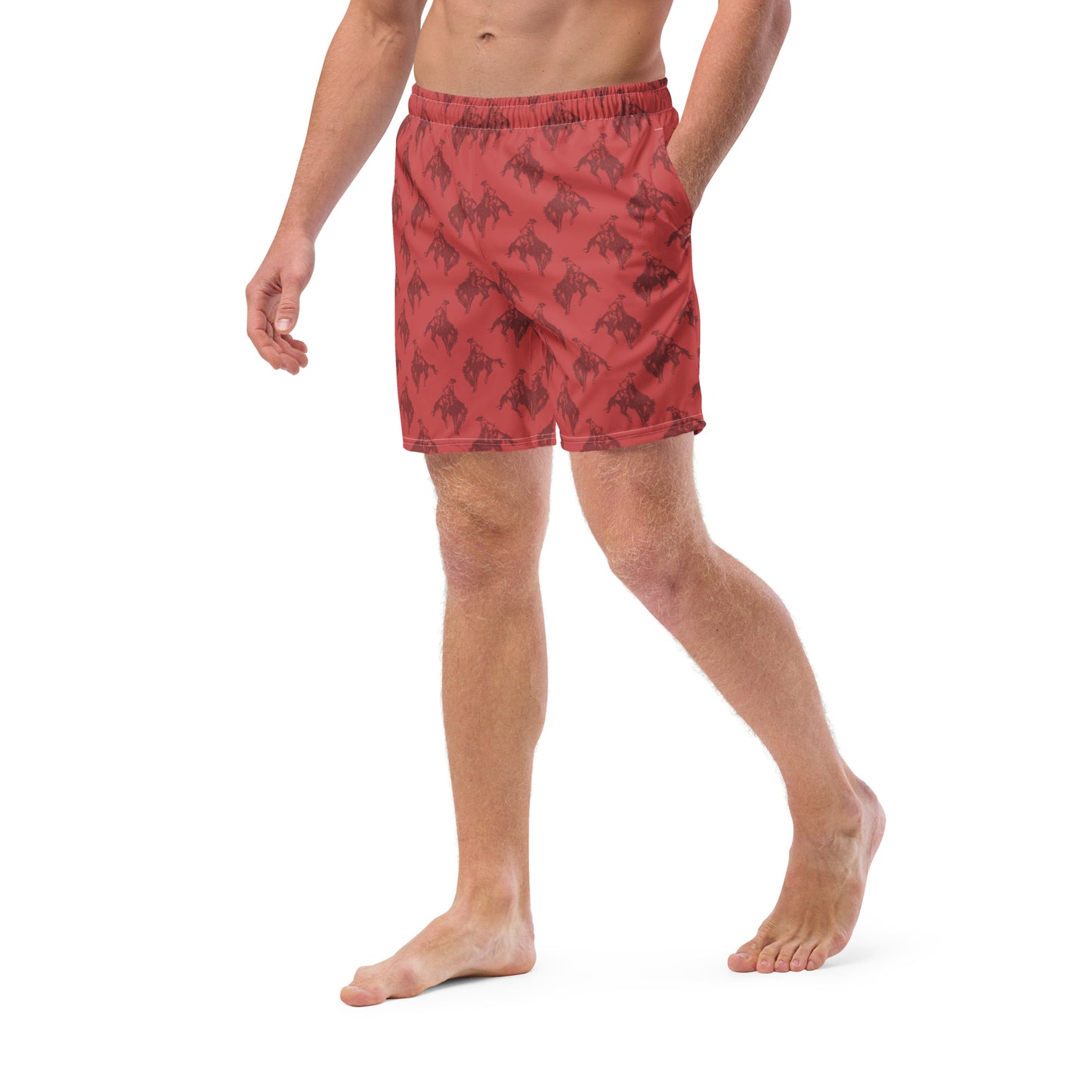 Men's Red Bronc Rider Swim Trunks