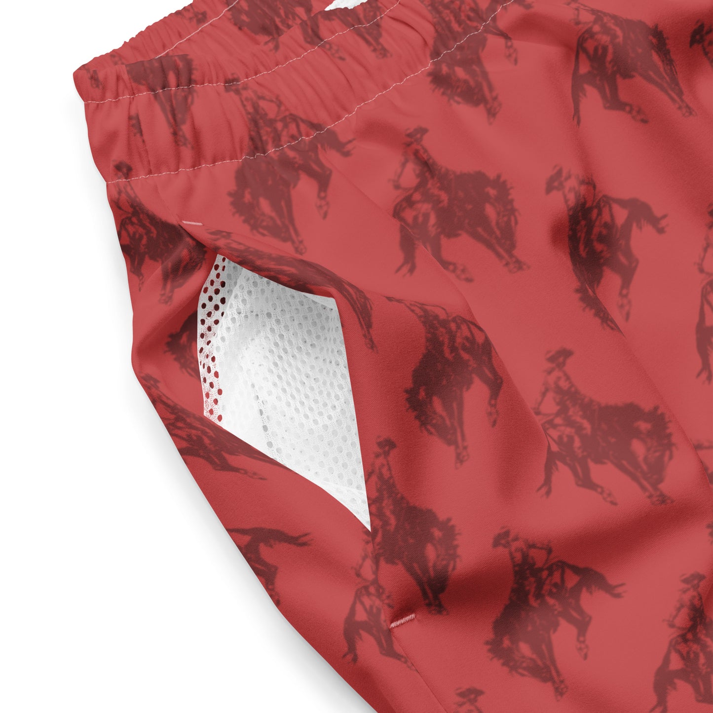 Men's Red Bronc Rider Swim Trunks