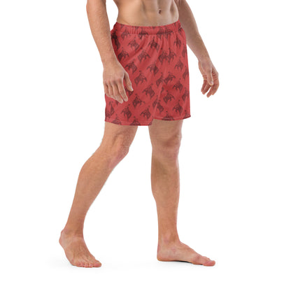 Men's Red Bronc Rider Swim Trunks