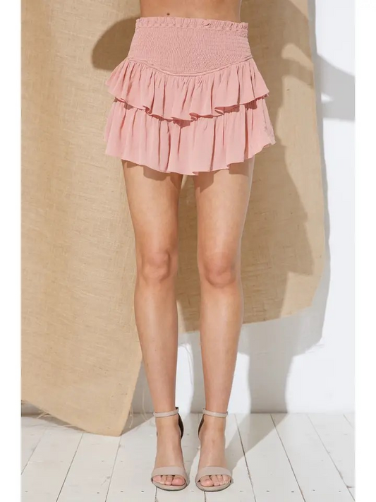 The Lily Ruffle Smocked Mini Skirt