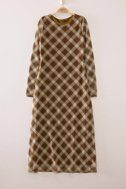 Maple Lane Plaid Maxi Dress