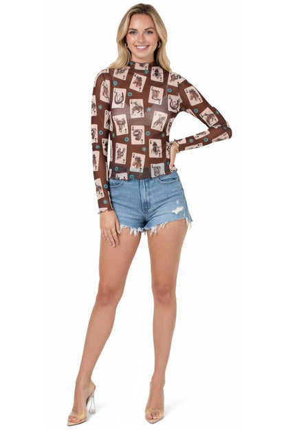 Lucky Hand Western Mesh Top