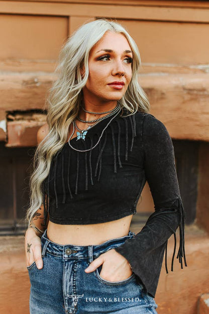 Midnight Fringe Darling Top
