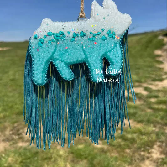 Boujee Show Pig Freshie - Turquoise Fringe