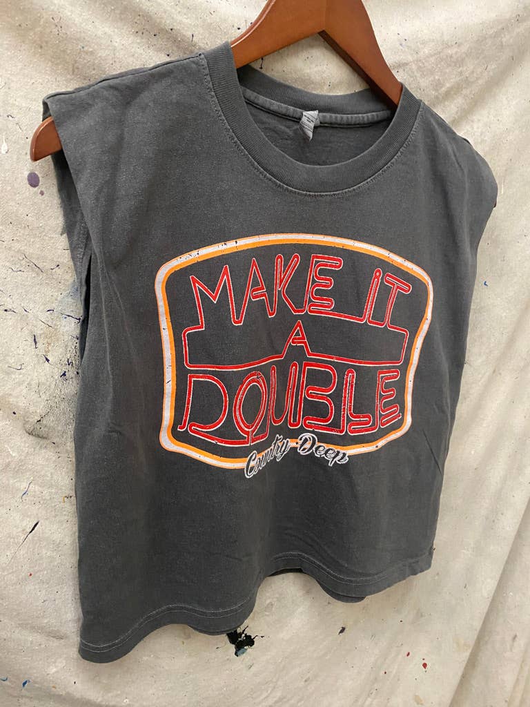 Make it a Double Boxy midriff pinned sleeve muscle top