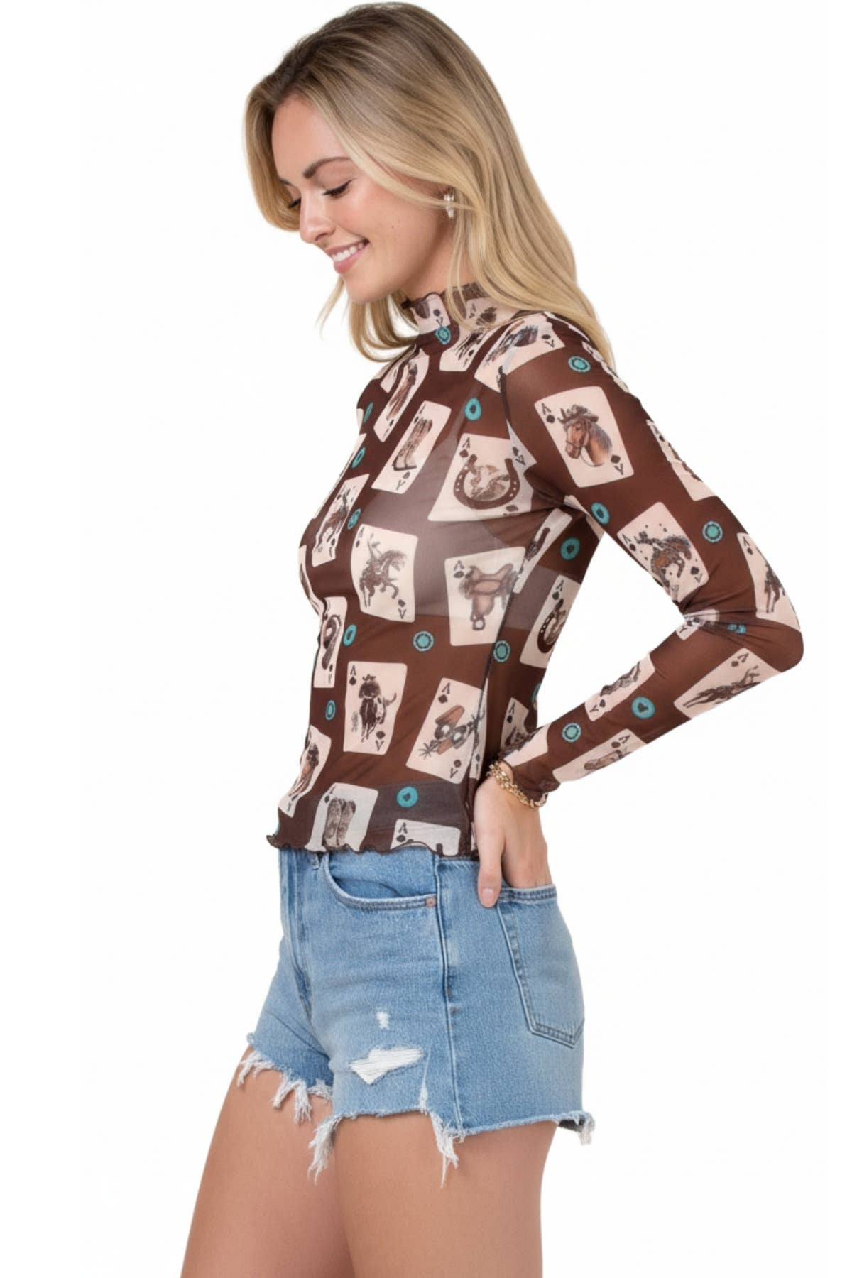 Lucky Hand Western Mesh Top
