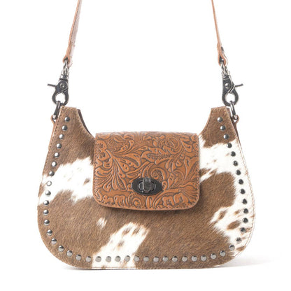 Highland Ridge Leather Bag in Rustic Oak & Winter Mist