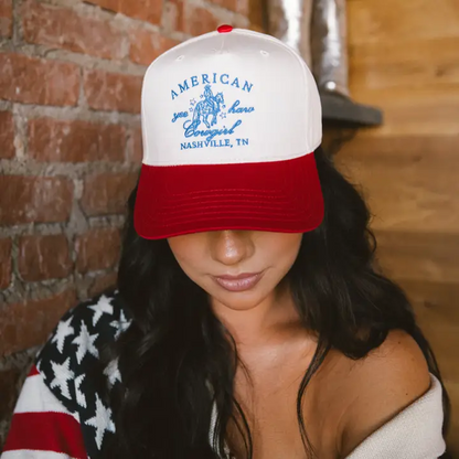 American Cowgirl Red Vintage Trucker Hat