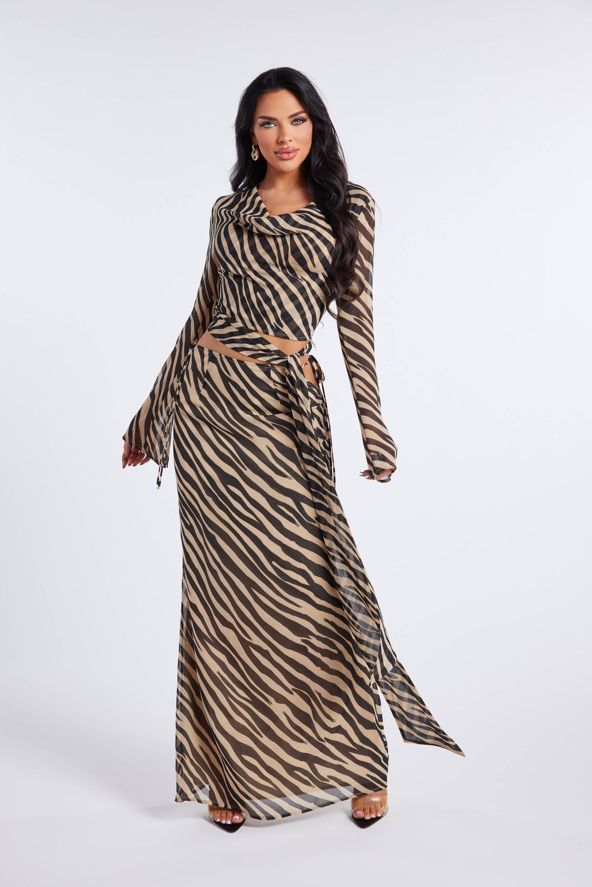 Untamed Elegance Zebra Print Two-Piece Set