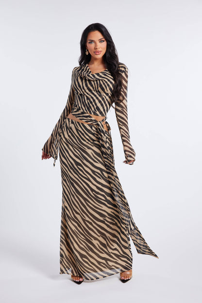 Untamed Elegance Zebra Print Two-Piece Set