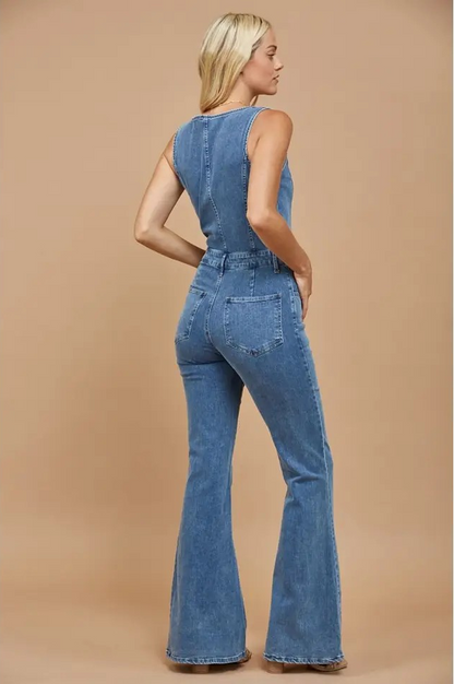 Boho Bootcut Demin Jumpsuit