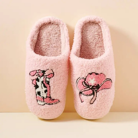 Pink Cowgirl Home Slippers