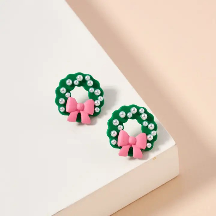 Wreath Enamel Stud Earrings