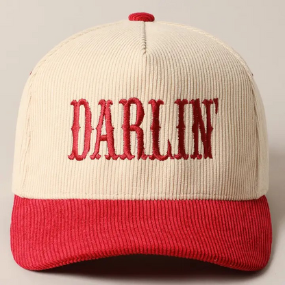 Darlin' Corduroy Trucker Baseball Cap - Red