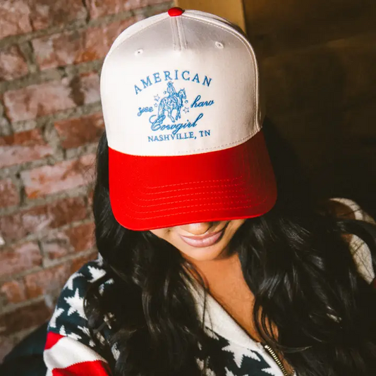 American Cowgirl Red Vintage Trucker Hat