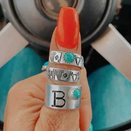 Stamped Turquoise Rings